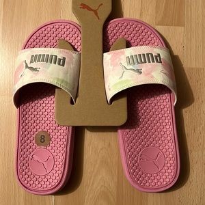 Puma Cool Cats Pastel Watercolor Pink Sandals Slides 8 NWT